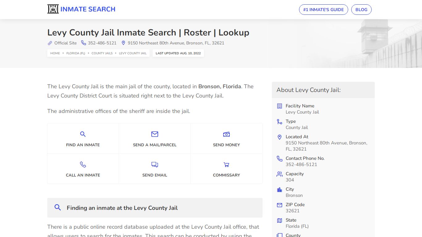 Levy County Jail Inmate Search | Roster | Lookup